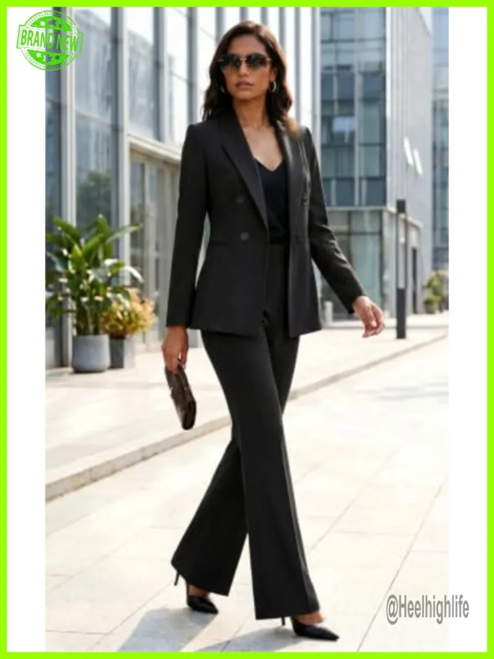 Two Piece Suit Set Business Casual Blazer Pantsuit Office Work Outfit